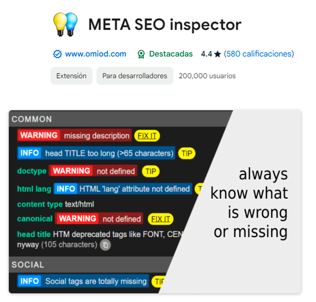 Meta SEO inspector